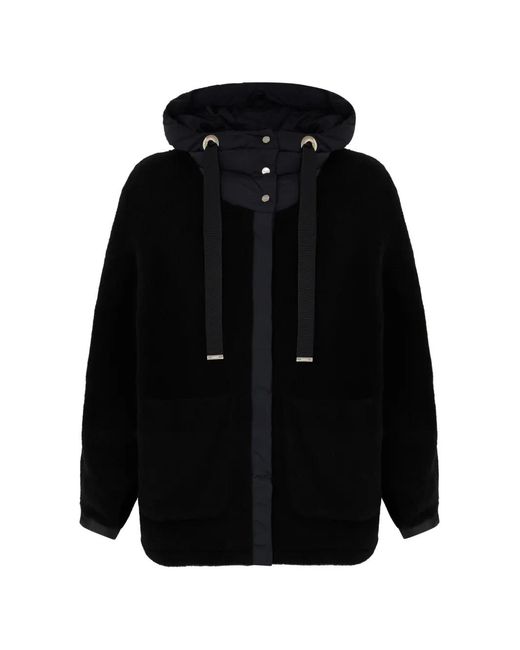 Herno Black Hooded Bomber Jacket