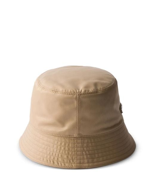 Prada Natural Logo-Plaque Bucket Hat