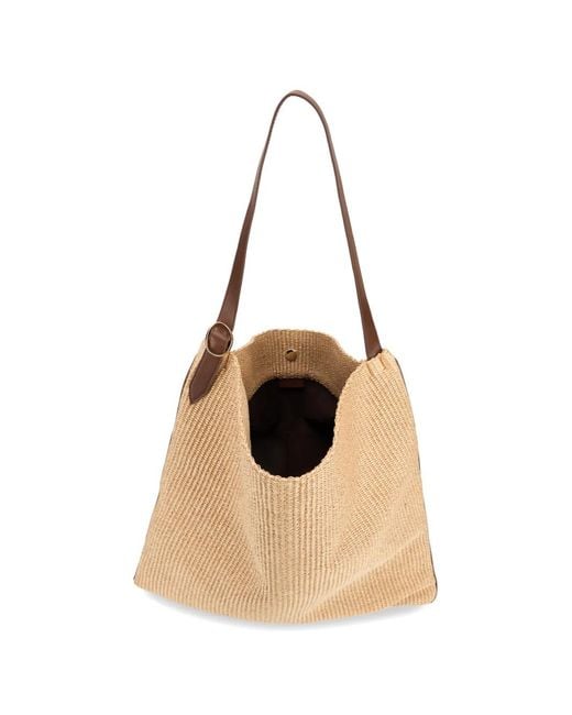 Orciani Natural Woven Leather-Trim Tote Bag