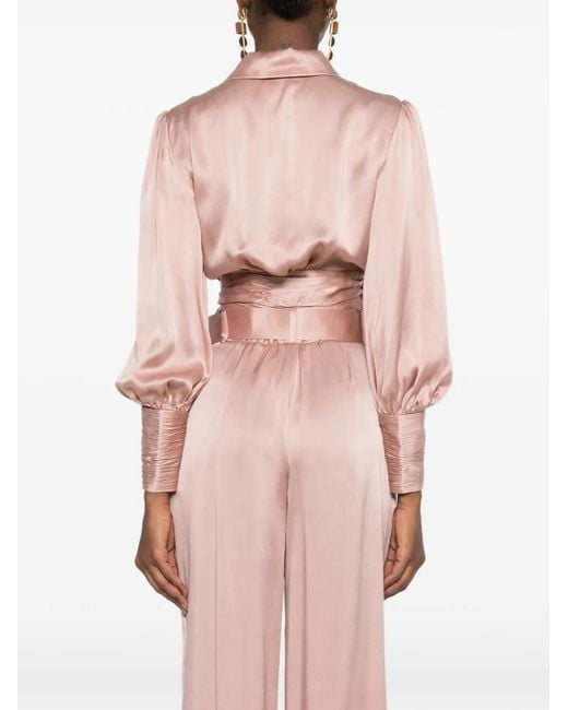 Zimmermann Pink Wrap-Design Blouse