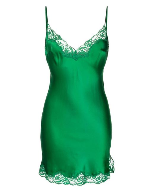Gilda & Pearl Emeralds In My Boudoir Silk Slip in Green Lyst