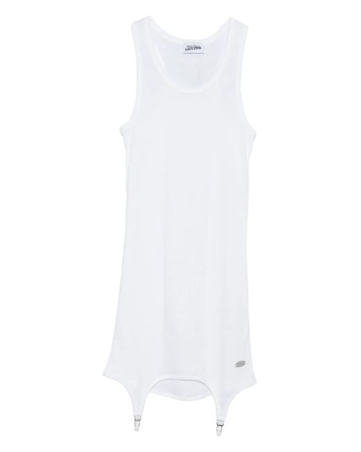 Abito Corto A Coste di Jean Paul Gaultier in White