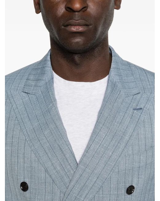 Caruso Blue Aida Pinstripe Double-Breasted Blazer for men