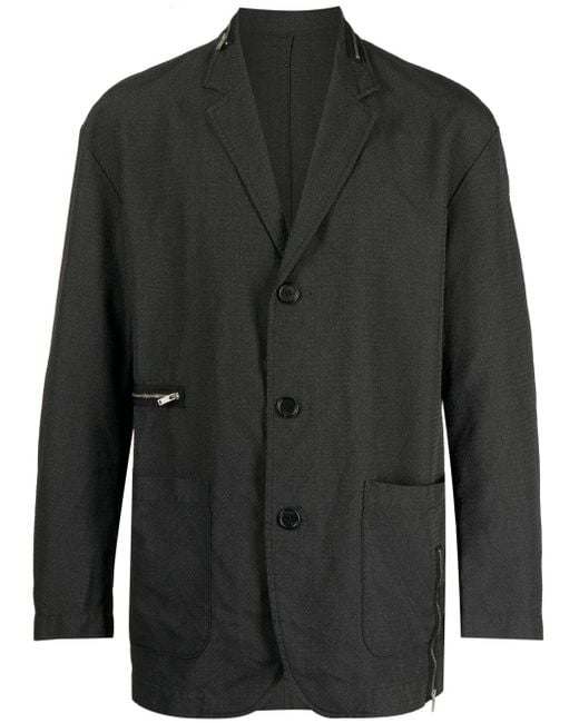 Undercover Black Textured Single-Breasted Blazer for men