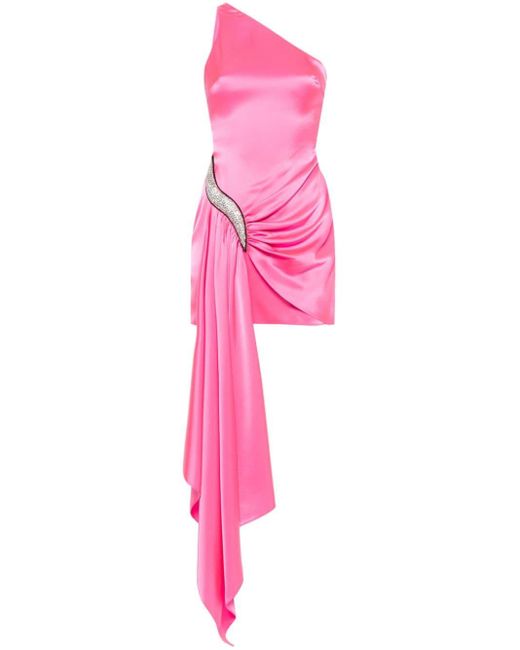 David Koma Pink One-shoulder Mini Dress