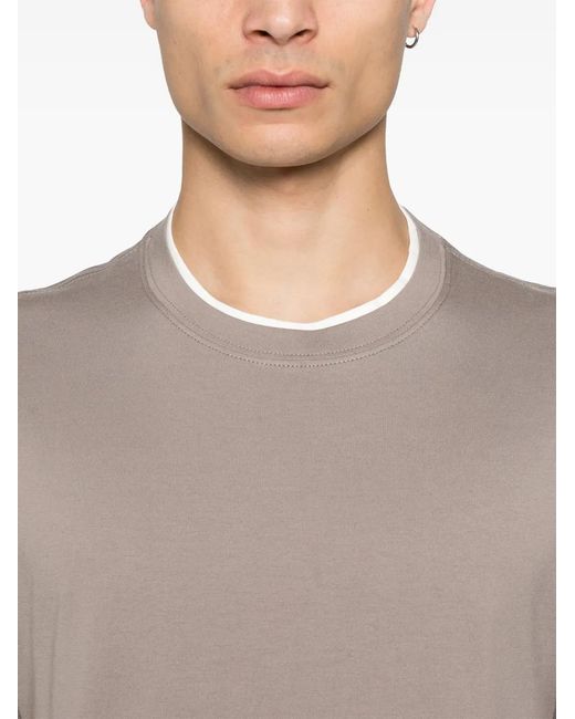 Brunello Cucinelli Gray Layered-Detail T-Shirt for men