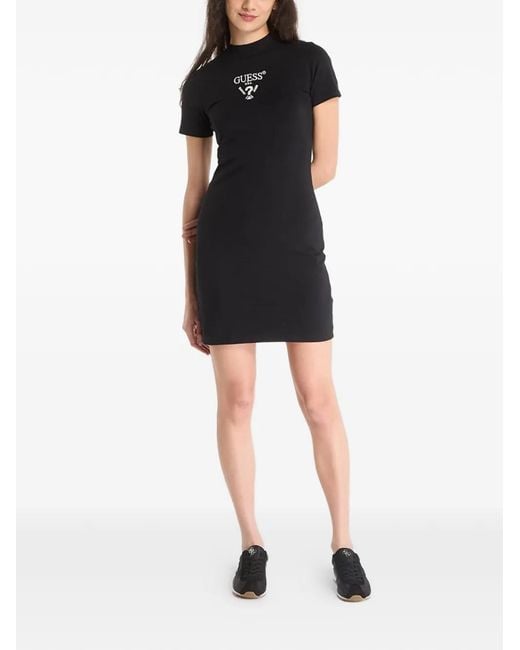 Guess Black Logo-Print T-Shirt Dress