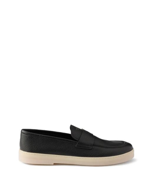 Prada White Leather Loafers for men