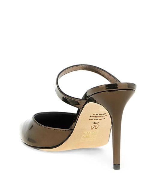 Stuart Weitzman Metallic Stuart Power 85 Heeled Mules