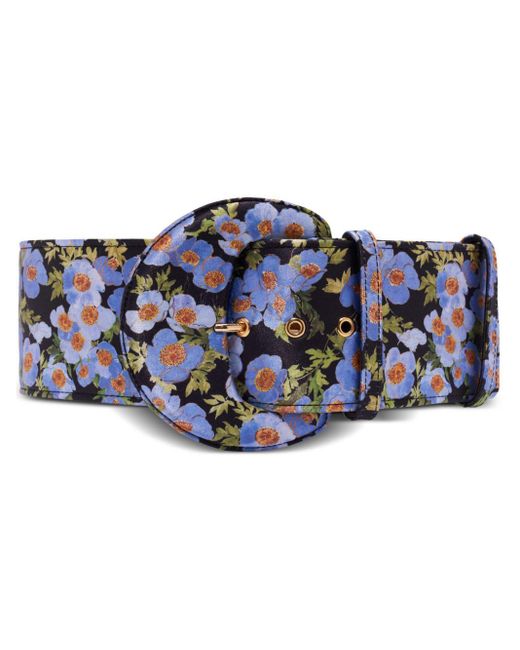 Carolina Herrera Blue Floral-print Adjustable Belt