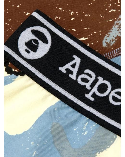 Boxer Con Stampa Astratta di Aape By A Bathing Ape in White da Uomo