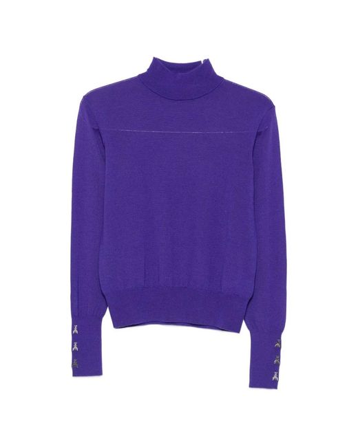 Patrizia Pepe Purple Embellished Turtleneck Sweater