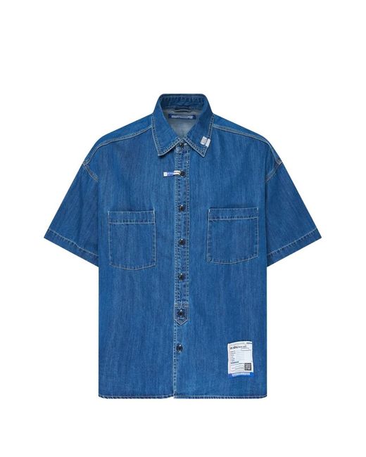 Maison Mihara Yasuhiro Blue Short-Sleeve Work Shirt for men