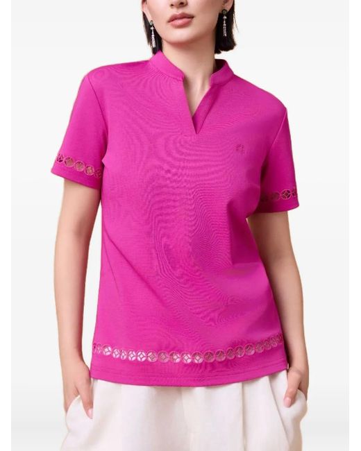 Camiseta de algodón Shanghai Tang de color Pink