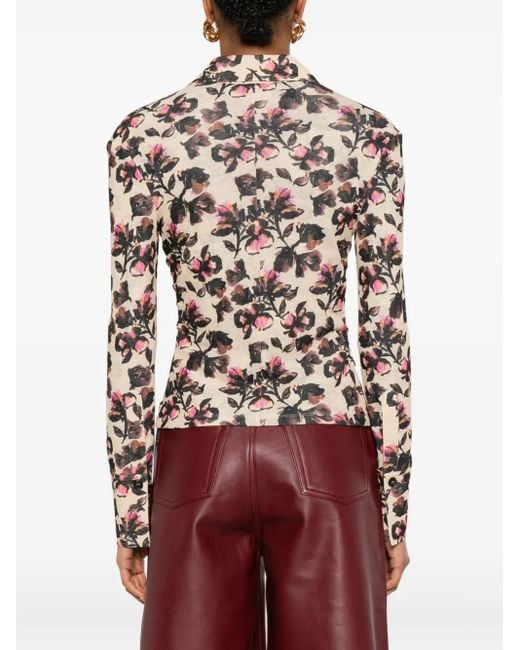 Nanushka Blouse Met Bloemenprint in het Natural