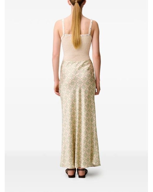 Claudie Pierlot White Geometric-Print Flowy Skirt