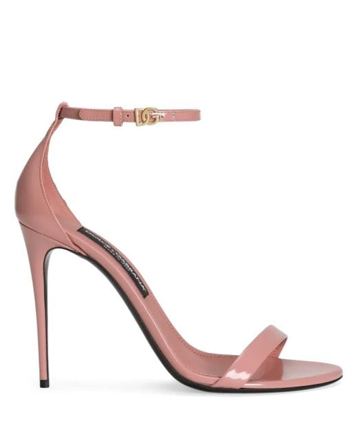 Dolce & Gabbana Pink Polished Calfskin Sandals