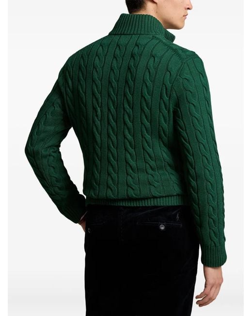 Polo Ralph Lauren Kabelgebreide Trui Met Rits in het Green voor heren