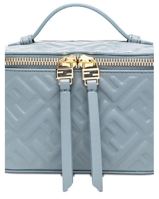 Fendi Blue Vanity Ff-Logo Leather Mini Bag