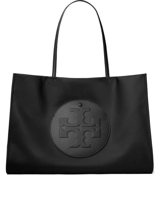 Tory Burch Black Ella Logo-Embossed Tote Bag