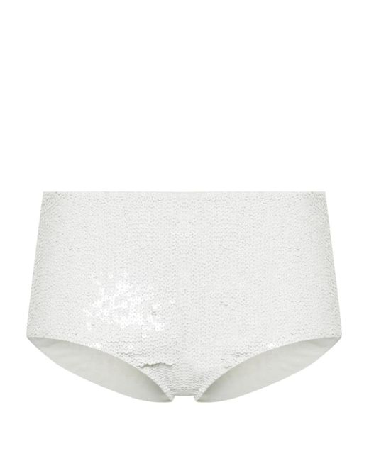 P.A.R.O.S.H. White P.A.R.O..H. Sequined High-Waisted Bikini Bottoms