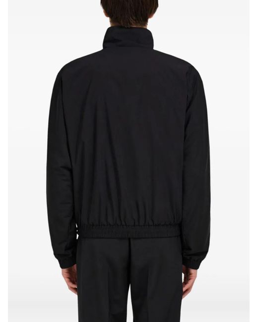 Ferragamo Black Logo-Patch Bomber Jacket for men