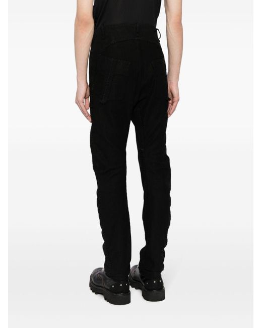Masnada Black Ribbed Cotton Tapered Trousers for men