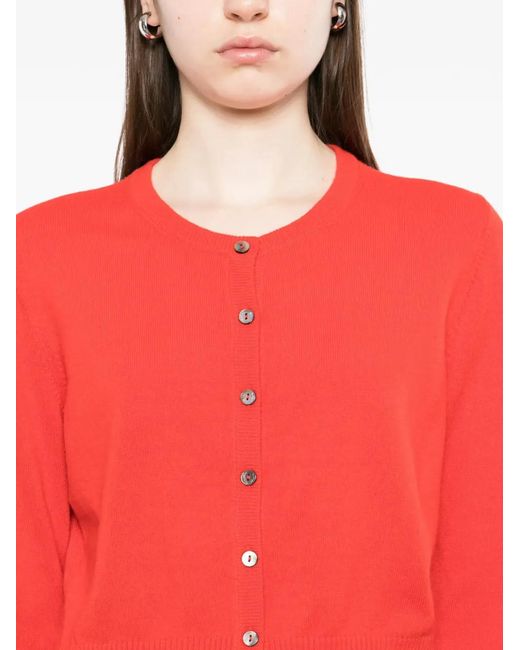 N.Peal Cashmere Red Ivy Cropped Cashmere Cardigan