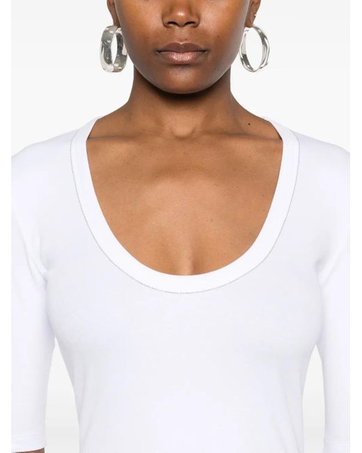 Fabiana Filippi White Deep Scoop Neck Jersey T-Shirt