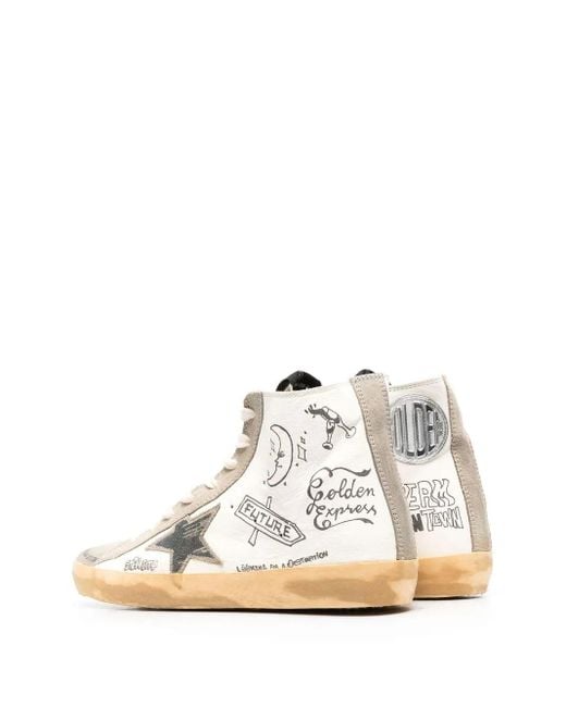 Golden Goose Deluxe Brand White Francy Journey-Print High-Top Sneakers