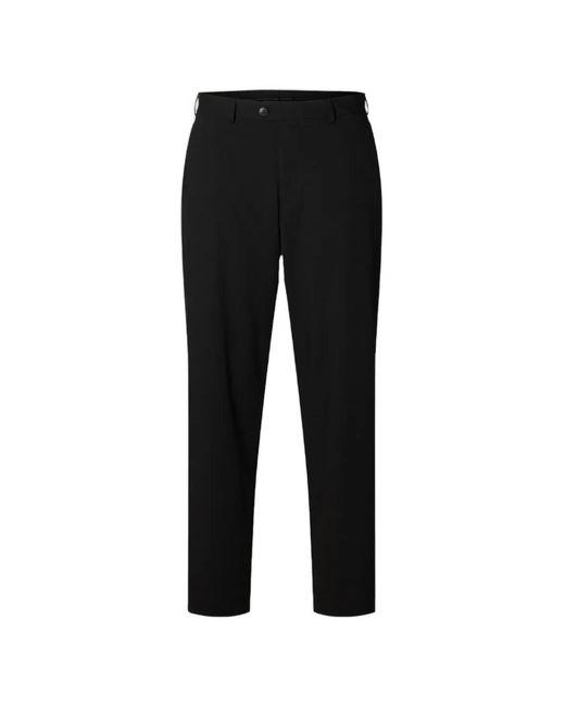SELECTED Black Loose-Fit Tailored Trousers for men