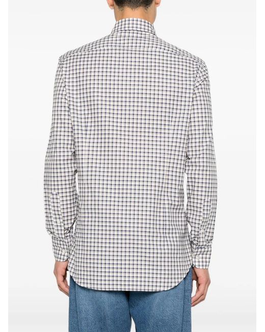 Etro White Check-Pattern Button-Down Shirt for men