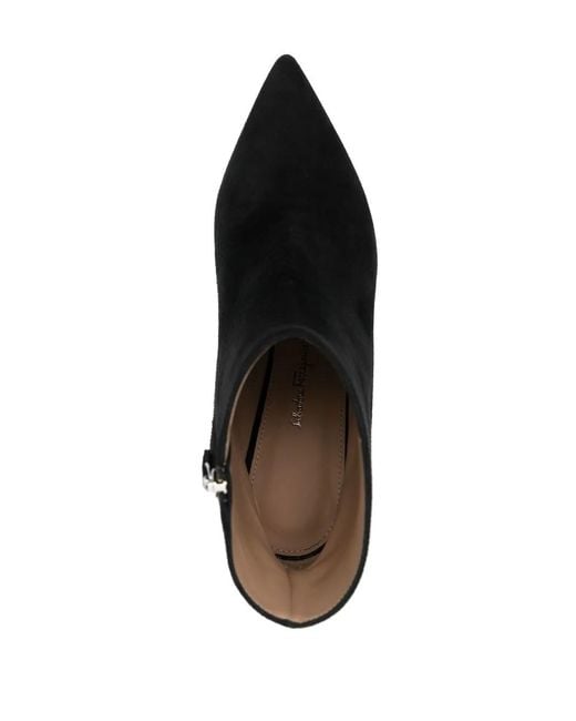 Ferragamo Black Leather Heel Boots