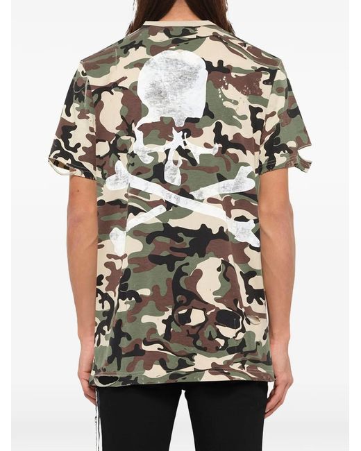 Mastermind Japan Black Camo-Print Distressed T-Shirt for men