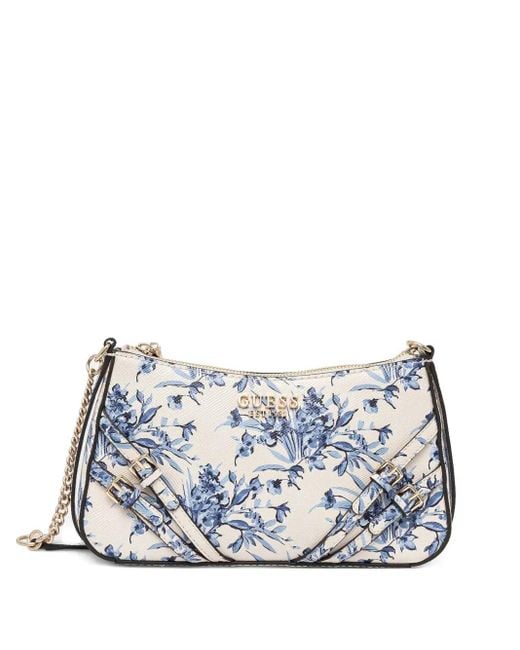 Guess White Bramina Floral-Print Shoulder Bag