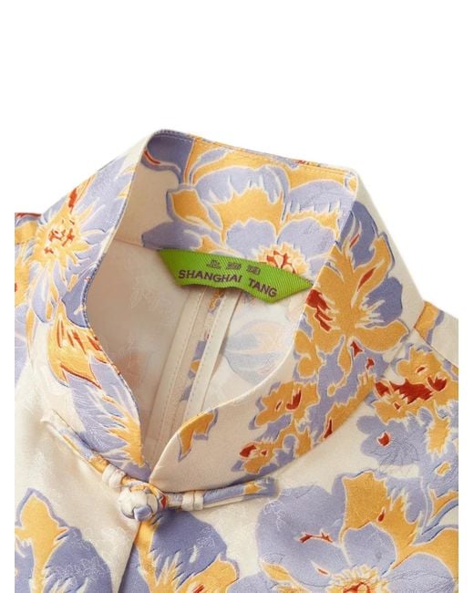 Shanghai Tang White Scholar Floral-Print Silk Jacket