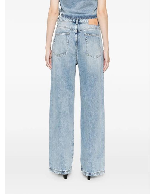 ViCOLO Blue Lace-Up Buttoned Jeans