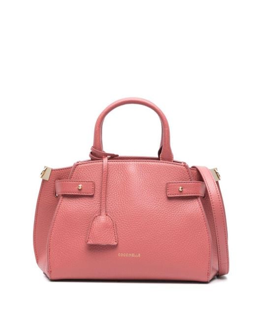 Coccinelle Pink Logo-stamp Leather Crossbody Bag