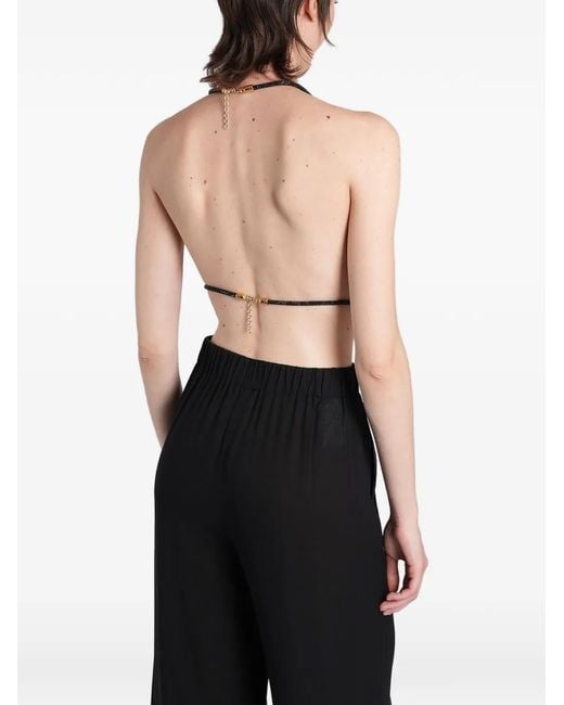 HIBOURAMA Black Diamond Crystal-Embellished Top
