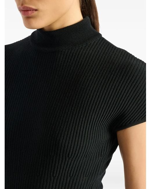 Balmain Black Ribbed Knit Bodysuit
