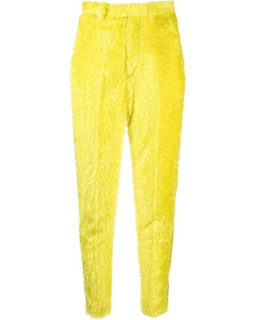 Undercover Yellow Textured High-Waisted Trousers