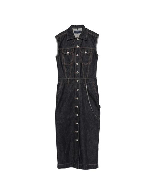 Sportmax Black Midi Dress With Button Closure And Pockets