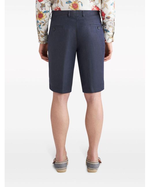Etro Geplooide Bermuda Shorts in het Blue voor heren