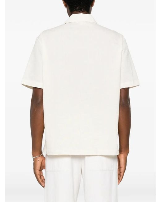Lacoste White Seersucker Striped Shirt for men