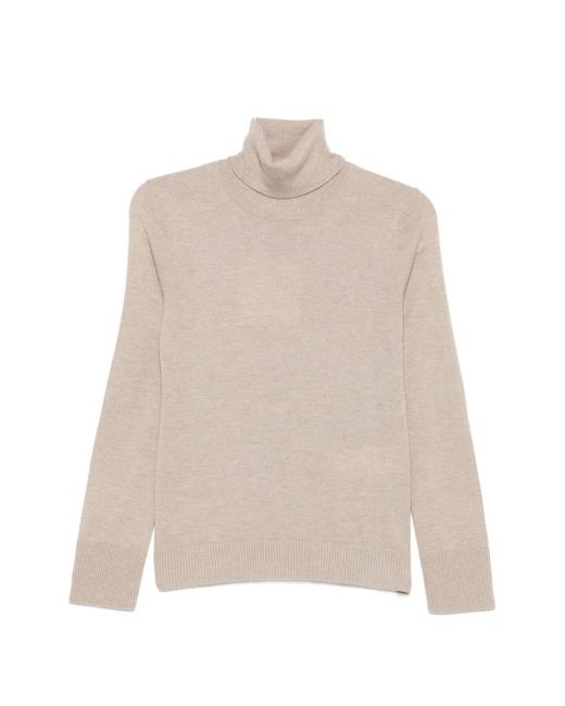 Sportmax Natural Elbow-Patch Roll-Neck Knit