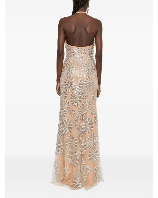 Elie Saab White Sequin Embellished Maxi Dress