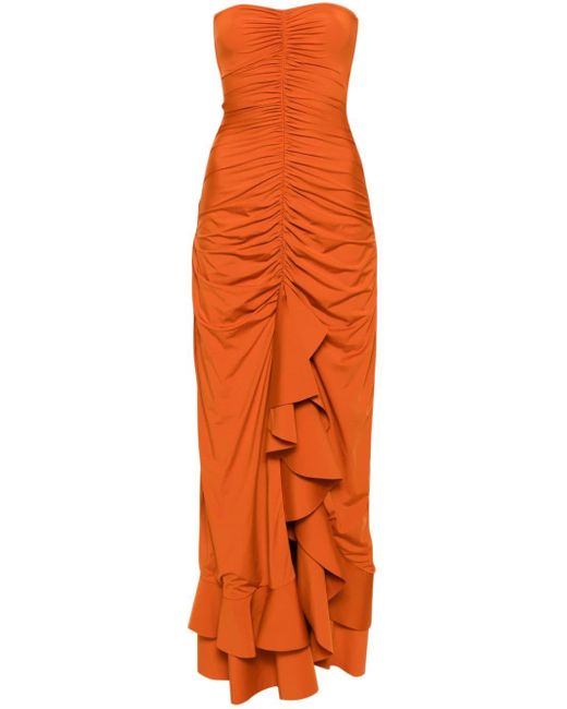 Carelia draped maxi dress Maygel Coronel en coloris Orange