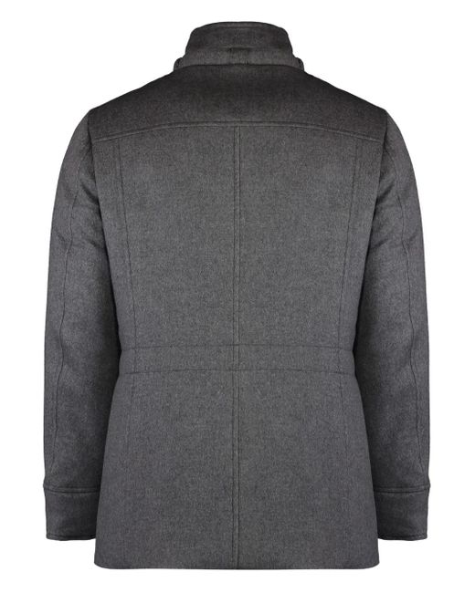 Moorer Gray Double-Breasted Coat for men
