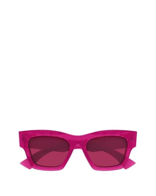 Gucci Pink Lunettes De Soleil À Monture Rectangulaire Et Monogramme Gg Embossé