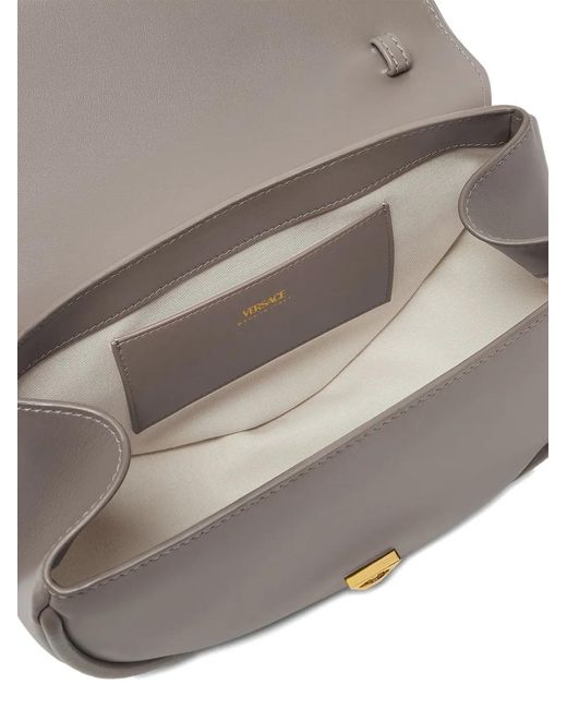 Versace White Virtus Logo-Plaque Shoulder Bag
